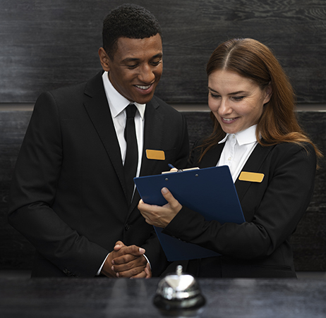 receptionists elegant suits work hours